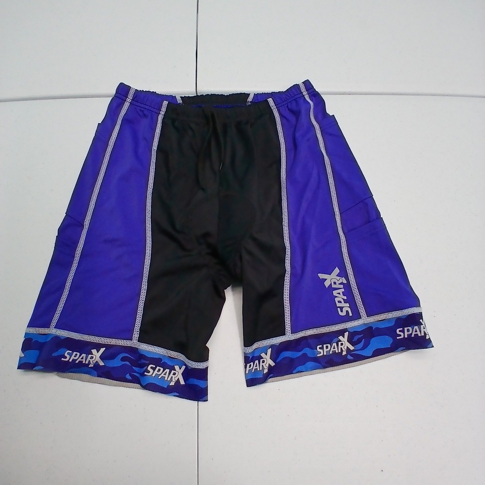 Sparx Cycling Shorts XL Blue Black Padded Camo Athletic Performance Biking